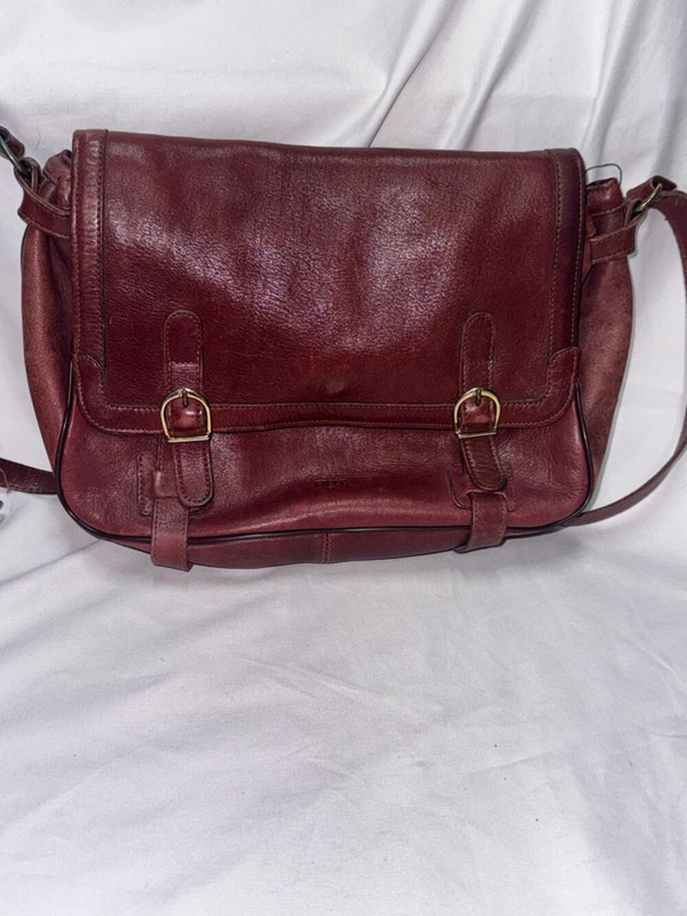VTG Frye red leather saddlebag style handbag